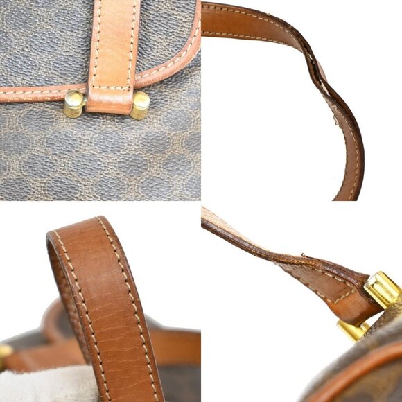 CELINE Logo Macadam Pattern Shoulder Bag PVC Leather Brown Italy - Picture 8 of 16